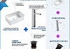 Раковина накладная для ванной Teymi Helmi Mini 38 в комплекте смеситель высокий хром и донный клапан клик-клак без перелива черный F01700 № 2