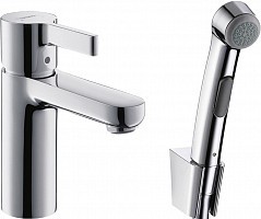 Превью фото Смеситель Hansgrohe Metris S 31160000 для раковины с гигиеническим душем № 1