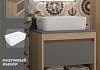 Тумба подвесная с раковиной для ванной 55 см Teymi Ritta корпус дуб фасад графит раковина Helmi Mini 48 F15046