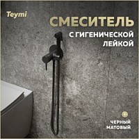 Превью фото Смеситель с гигиеническим душем черный матовый Teymi Lina T10230 № 1