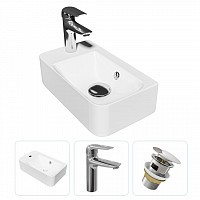 Превью фото Раковина подвесная для ванной Teymi Hanna 45 левая в комплекте смеситель хром и донный клапан клик-клак с переливом хром F07639 № 1