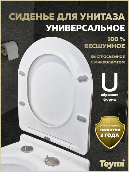 Сиденье для унитаза Teymi S40806 (совместимо T40806) быстросъемное, дюропласт, микролифт