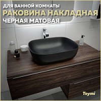 Превью фото Раковина для ванной накладная Teymi Solli 50 artceramic цвет черный матовый T50392 № 1