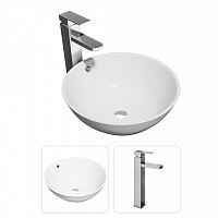 Превью фото Раковина накладная для ванной Teymi Lina kuppi D40 в комплекте смеситель высокий хром F07285 № 1
