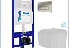 Инсталляция с унитазом комплект 5 в 1 Teymi унитаз подвесной безободковый торнадо Martta Vortex кнопка нержавеющая сталь F14517 № 2