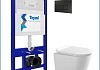 Инсталляция с унитазом комплект 5 в 1 Teymi унитаз подвесной безободковый Solli Pro кнопка черная F15722 № 17