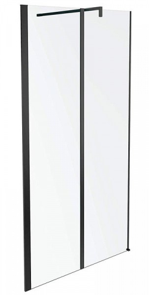 Дверь Jacob Delafon Serenity E14W100-BLV реверсивная, 6 мм, затемненное серое стекло, профиль черный /100х190/
