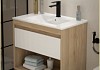 Тумба подвесная с раковиной для ванной 75 см Teymi Vitra корпус дуб фасад белый раковина Ritta 75 F16013