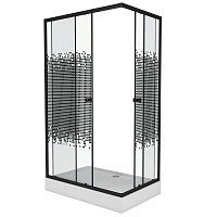 Превью фото Душевой уголок Niagara NG-012-14Q BLACK1200х800х1950 низкий поддон, стекло мозаика № 1