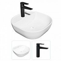 Превью фото Раковина накладная для ванной Teymi Solli 40 в комплекте смеситель черный матовый F07445 № 1