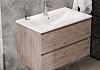 Тумба подвесная с раковиной для ванной 80 см Laina дуб темный раковина Ritta 80 F16041 № 5