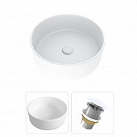 Превью фото Раковина накладная для ванной Teymi Lina D35 в комплекте донный клапан клик-клак без перелива белый F01573 № 1