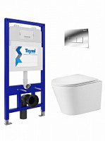 Превью фото Комплект Teymi 5 в 1: Инсталляция Aina 52 + клавиша смыва Helmi хром + подвесной унитаз с микролифтом Solli + крепеж T70709 № 1