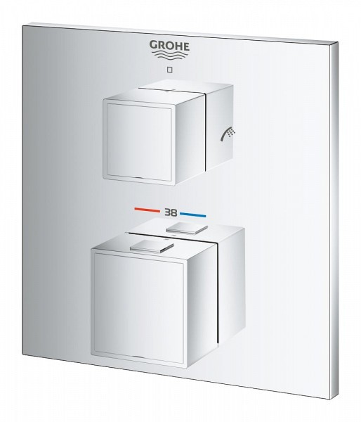 Внешняя часть термостатического смесителя для душа Grohe Grohtherm Cube с переключателем на 2 положения ванна/ручной душ, хром 24155000