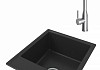 Мойка для кухни Teymi Helmi Smart 42х48, черная матовая в комплекте смеситель для кухни Lina хром F01536