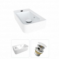 Превью фото Раковина подвесная для ванной Teymi Hanna 45 левая в комплекте донный клапан клик-клак с переливом белый F01554 № 1