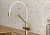 Смеситель для кухни корпус золото матовый излив белый Teymi Solli T10273 № 8