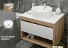 Тумба подвесная с раковиной для ванной 75 см Teymi Ritta корпус дуб фасад белый раковина Lina S D40 F03391