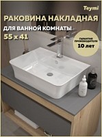 Превью фото Раковина для ванной накладная Teymi Aina 55 белая T50006 № 1