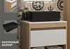 Тумба подвесная с раковиной для ванной 55 см Teymi Ritta корпус дуб фасад белый раковина Helmi Mini 48 черная матовая F15093