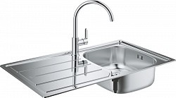 Превью фото Комплект Grohe Bau 31562SD0 Мойка кухонная K200 31552SD0 + Смеситель BauEdge 31367000 для кухонной мойки № 1