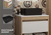 Тумба подвесная с раковиной для ванной 55 см Teymi Ritta корпус дуб фасад белый раковина Helmi Mini 40 черная матовая F15101