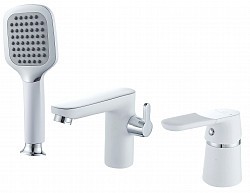 Превью фото Смеситель на борт ванны Diadonna D87-111114W на три отверстия, картридж 35 мм, белый № 1
