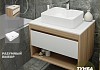 Тумба подвесная с раковиной для ванной 75 см Teymi Ritta корпус дуб фасад белый раковина Helmi S 48 F03395