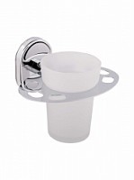 Превью фото Держатель для зубных щеток со стаканом Potato настенный, металл хром / матовое стекло P2906-1 № 1