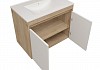 Тумба подвесная с раковиной для ванной 75 см дуб / белый раковина Ritta 75 пенал 35х150 смеситель Lori хром F16005 № 5