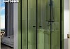 Душевой уголок 90х90 с поддоном стекло прозрачное закаленное профиль черный матовый Teymi Helmi сифон клик-клак в комплекте T00604