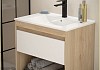 Тумба подвесная с раковиной для ванной 70 см Teymi Vitra корпус дуб фасад белый раковина Ritta 70 F15923