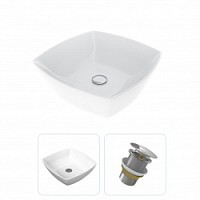 Превью фото Раковина накладная для ванной Teymi Kati 43 в комплекте донный клапан клик-клак без перелива хром F01628 № 1
