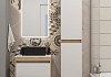 Тумба подвесная с раковиной для ванной 55 см Teymi Ritta корпус дуб фасад белый раковина Helmi Mini 40 черная матовая F15101 № 4