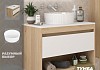 Тумба подвесная с раковиной для ванной 75 см Teymi Ritta корпус дуб фасад белый раковина Martta D36 F15081