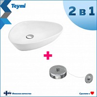 Превью фото Раковина Teymi Ellie 60 накладная, белая, веревка для сушки одежды в комплекте F10089 № 1