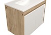 Тумба подвесная с раковиной для ванной 75 см Teymi Netta корпус дуб фасад белый раковина Ritta 75 F16023 № 7