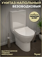 Превью фото Унитаз напольный безободковый с быстросъемным сиденьем микролифт Teymi Ritta T40803 № 1