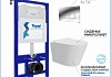 Инсталляция с унитазом комплект 5 в 1 Teymi унитаз подвесной безободковый Solli Pro Vortex кнопка хром F16304