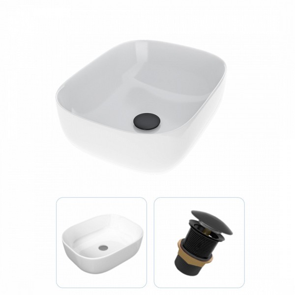Комплект Teymi 2 в 1 для ванной: раковина Solli 50 накладная + выпуск Teymi без перелива черный F01601
