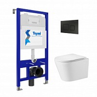 Превью фото Комплект Teymi 5 в 1: Инсталляция Aina 52 + клавиша смыва Kati черная + подвесной унитаз с микролифтом Solli + крепеж T70716 № 1