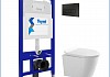 Инсталляция с унитазом комплект 5 в 1 Teymi унитаз подвесной безободковый Solli Pro кнопка черная F15722 № 2