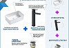 Раковина накладная для ванной Teymi Helmi Mini 38 в комплекте смеситель высокий черный матовый и донный клапан клик-клак без перелива белый F01753 № 2