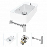 Превью фото Раковина подвесная для ванной Teymi Hanna 45 правая в комплекте донный клапан клик-клак с переливом хром и сифон хром F07558 № 1