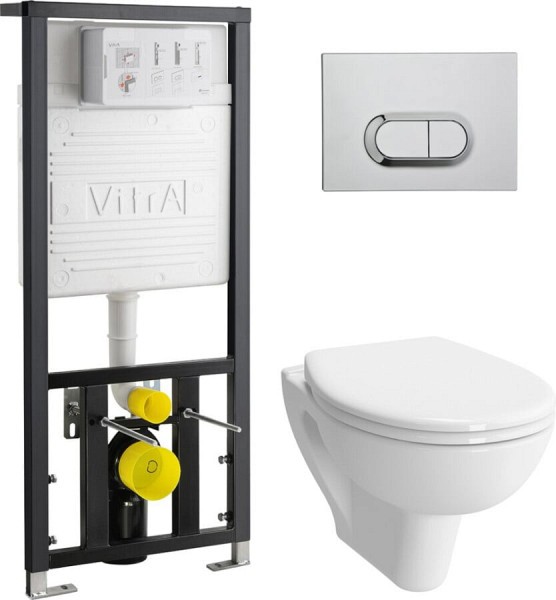Комплект VitrA S20 9004B003-7202 Унитаз подвесной + инсталляция + кнопка