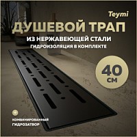 Превью фото Трап для душа с комбинированным гидрозатвором Teymi Helmi Prime черный 40 см решетка нержавеющая сталь T90338 № 1