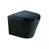 Превью фото Унитаз подвесной Azario Teramo 515х355х365 безободковый с сиденьем микролифт, черный матовый AZ -053E-R-MB № 1