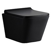 Превью фото Унитаз подвесной Azario Teramo 490x340x350 безободковый с сидением микролифт, черный матовый AZ-052E-R-MB № 1