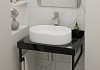 Столешница керамогранитная 70 см черный мрамор с раковиной Teymi Iva 52 кронштейны 2 шт. черные в комплекте F14354 № 18
