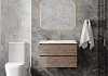 Тумба подвесная с раковиной для ванной 80 см Laina дуб темный раковина Ritta 80 F16041 № 3